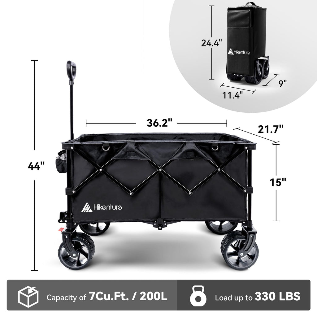 Hikenture Collapsible Beach Wagons with Big Wheels for Sand, 330lbs Cart