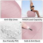 APEXUP Yoga Ball Exercise Ball, Anti Slip Stability Ball Chair, Heavy Duty Large Gym Ball for Fitness, Balance, Core Workout and Physical Therapy (M (19"~22) 55cm, Pink)