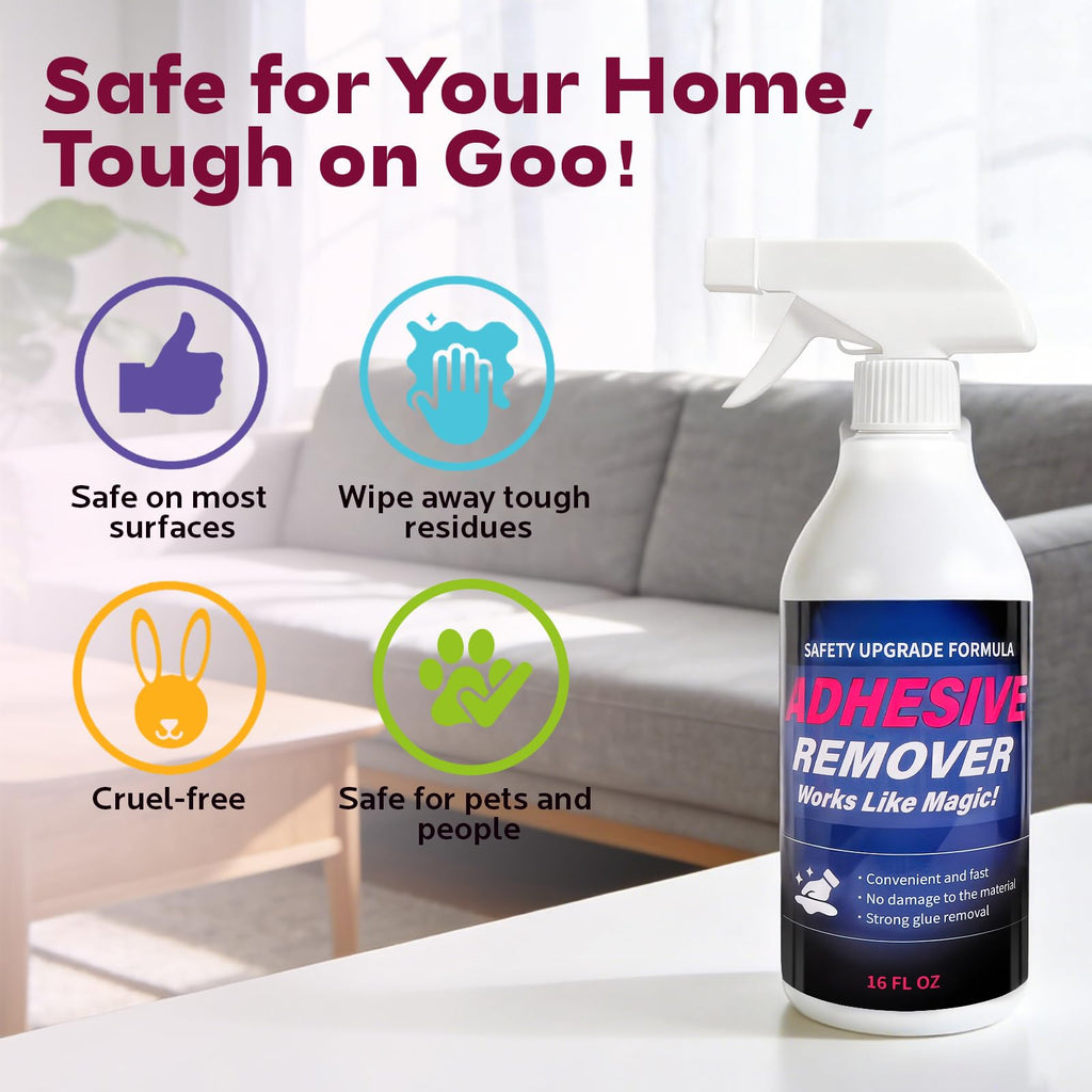 FAVIRZCE Adhesive Remover Spray for Sticky Residue - Heavy Duty Sticker Eraser for Cars Glass Plastic Metal - Cleans Decals Glue Crayon Tar Gum & Labels - Surface Safe Formula