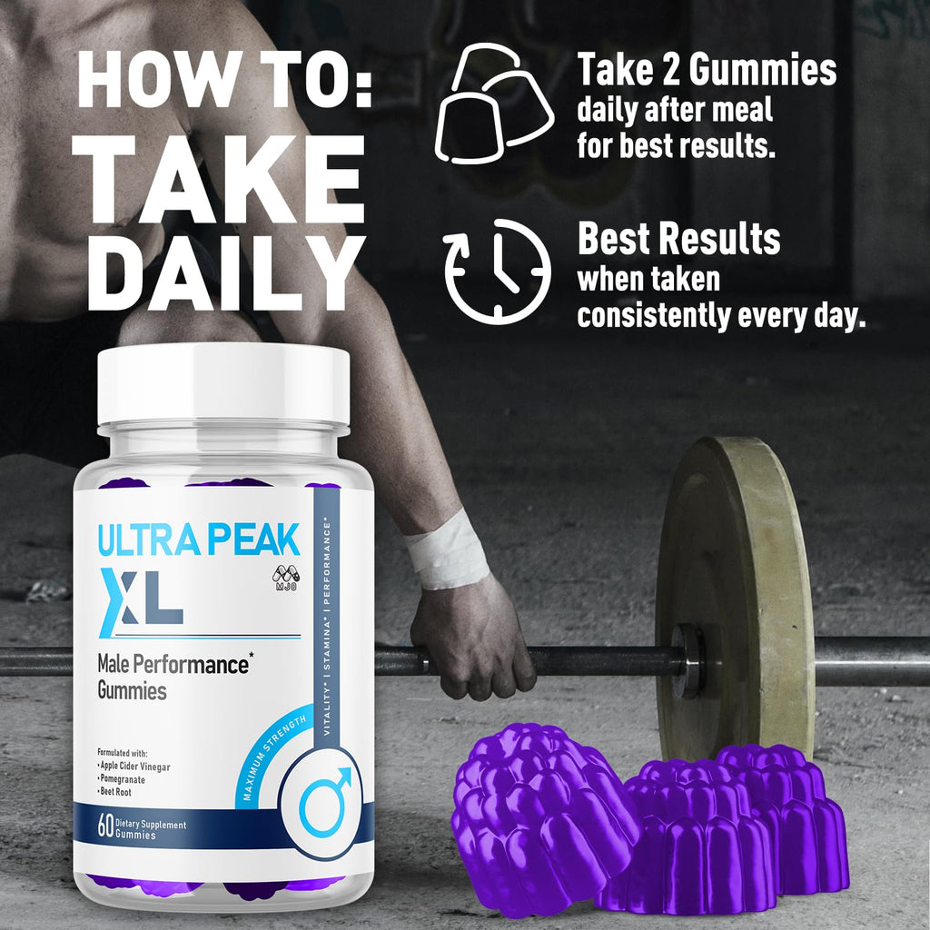 (2 Pack) Ultra Peak XL Gummies for Men, Official UltraPeak XL Male Gummys with All Natural Ingredients, Ultra PeakXL Maximum Strength Health and Wellness Multivitamin Supplement Gummys (120 Gummies)