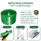 WCM Strapping Banding Strapping Kit, Pallet Strapping Kit, Packaging Banding Tool with 5/8" Width, 1000' Length Polyester Strapping Coil Roll and Dispenser Box – Heavy Duty Certified 1200 lbs Break