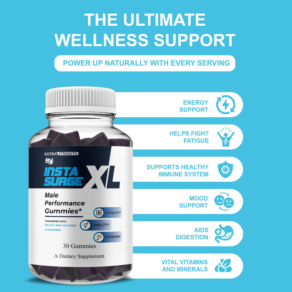 BLUE VIBE Insta Surge XL Gummies, InstaSurgeXL Advanced Overall Health Formula Supplement, InstaSurge XL Maximum Support (1 Pack - 30 Gummies)