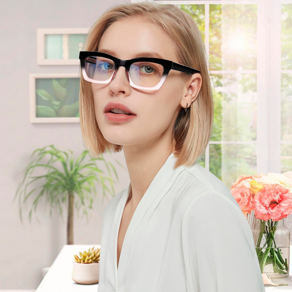 ZOECENT 6 Pack Oprah Style Reading Glasses for Women Blue Light Blocking Computer Square Readers with Spring Hinge (Mix Color, 1.75, x)