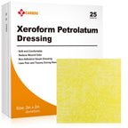 Carbou Medical Xeroform Petrolatum Dressing 2"x2", 25 Pack, Non-Stick Gauze