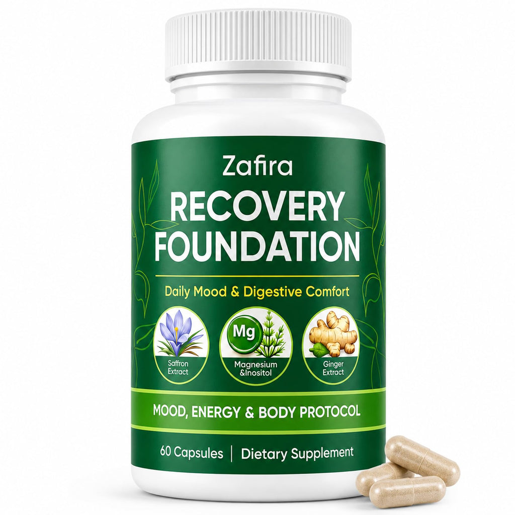 KWEZTY Zafira Organics, Zafira Organics Saffron Supplements, with Saffron Extract, Magnesium Bisglycinate, Ginger, Zinc, Vitamin D3 & B12, Mental Clarity, Hair & Mood Support, 60 Capsules