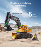 Geyiie Large Construction Trucks Toy Set, Construction Vehicles for Kids, 7 PCS Pull Back Engineering Cars with Excavator, Bulldozer, Dump, Cement Mixer, STEM Sand Toys Gifts for Boys Girls