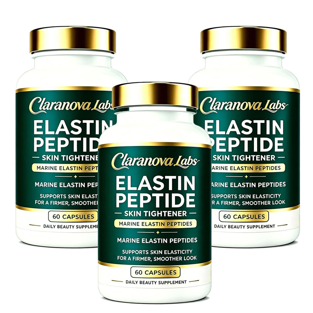 Xjrwac Claranova Elastin Peptides, Marine Elastin Peptide Skin Tightening Formula, 60 Capsules (3Pack)