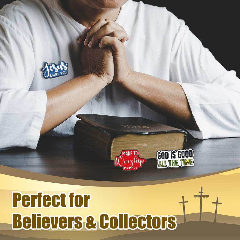 Huquary 36 Pcs 36 Pcs Bible Lapel Pin Set Christian Faith Enamel Pins Jesus Verse Lapel Religious Gifts Christ Bible Verses Gifts