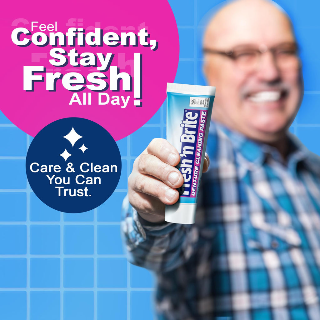 Fresh 'n Brite Denture Cleaner Paste, ADA Accepted Dual Action Formula for Fresh Breath & Gentle Care of Dentures, 1 Count