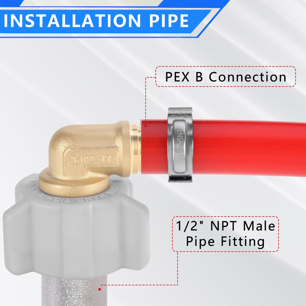 YVSKM 1/2" Pex × 1/2" Female NPT Swivel Elbow No-Lead Brass Crimp Fitting,PEX-B Compatible,10-Pack