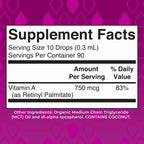 MaryRuth Organics USDA Organic Vitamin A Liquid Drops | 3 Month Supply | Bone Health for Ages 14+ | Essential Vitamin | 750mcg per Serving | Sugar Free | Vegan | Non-GMO | Gluten Free | 1oz