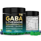 GABA Gummies 500mg for Relaxation, Calm Mood & Sleep Support, Calm Gummies with L Theanine, Ashwagandha, Magnesium, Vitamins D3, B6, GABA Supplement for Adult, Blueberry 60 Count (Pack of 1)