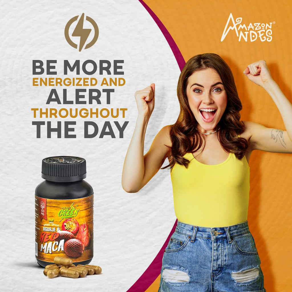 Amazon Andes Aguaje with Red Maca Capsules 1000mg - Buriti Fruit Plus Maca Roja Superfood Blend - 120 Vegetarian Caps - Peruvian Beta Carotene - Non-GMO Vegan Gluten Free Plant Based