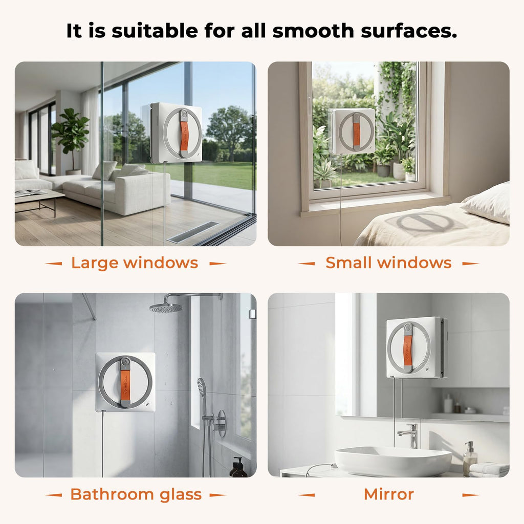 Tosima WA9C Pro Window Cleaning Robot with 4-Nozzle Dual Spray, AI Path Planning & Triple Safety System, 6 Cleaning Modes Remote Control Smart Window Robot