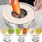 Umite Chef Mixing Bowls with Airtight Lids Set, 8PCS Stainless Steel Nesting Bowls with Grater Attachments, Non-Slip Bottoms, 5, 4, 3.5, 2, 1.5QT for Mixing & Serving