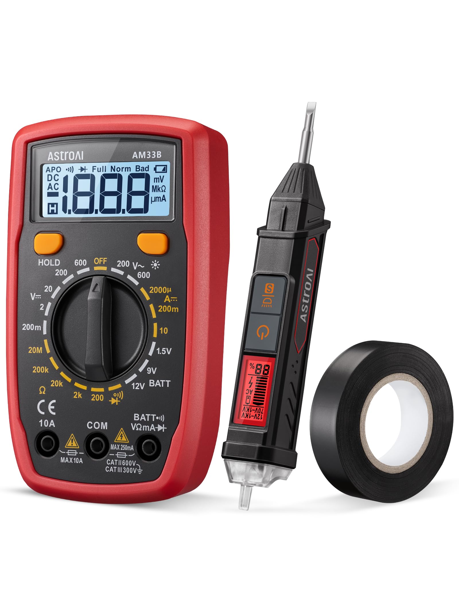AstroAI Electrical Test Kit ETK1, Digital Multimeter, Non-Contact Voltage Tester & Screwdriver, Electrical Tape, an Ideal Set for Electricians, DIYers, Handymen