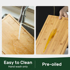 Kikcoin 17”×11” Bamboo Cutting Boards for kitchen, Reversible, XL, Natural