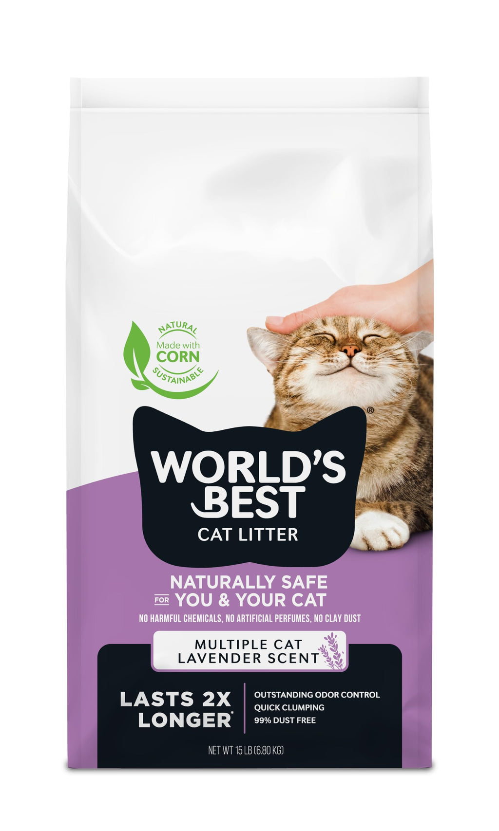 World's Best Cat Litter Lavender, Long-Lasting Odor Control, 15 lb Bag