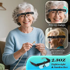 Magnifying Glass with Lights, Headband Hands Free Magnifying Glasses for Close Work, Flip-up Magnifier with 3 Color Temperature, 1.5X to 5.0X Lenses for Jewelry Crafts Soldering Repair (Black)