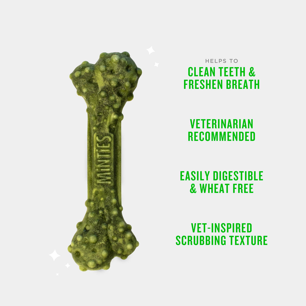 Minties Mint Dental Chews for Dogs, Medium Breeds 25-50 lbs, 40 Ct