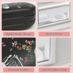 FlyingMage 2 in 1 Contact Lens Case and Eyeglasses Case for Women Men Kids, Double Sided Hard Shell Portable Glasses Travel Holder with Built-in Mirror, Contact Lens Box Storage Kit (Black Skull)