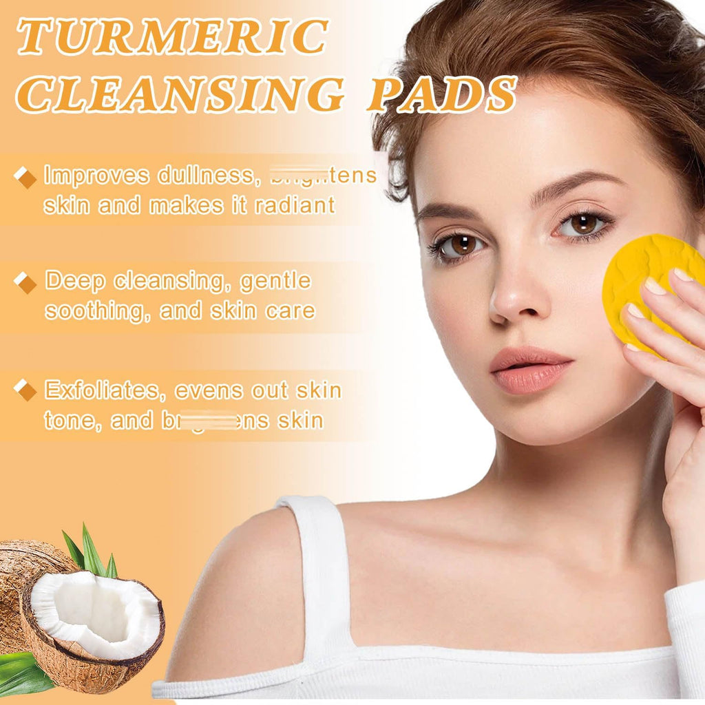 4Pcs Turmeric Wash and Care Three Piece Set,Tuemeric Facial Cleanser & Turmeric Soap Bar & Turmeric Face Scrub Pads,Face & Body Cleanser,Turmeric Cleansing Skincare Set, Deep Cleansing