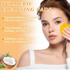 4Pcs Turmeric Wash and Care Three Piece Set,Tuemeric Facial Cleanser & Turmeric Soap Bar & Turmeric Face Scrub Pads,Face & Body Cleanser,Turmeric Cleansing Skincare Set, Deep Cleansing