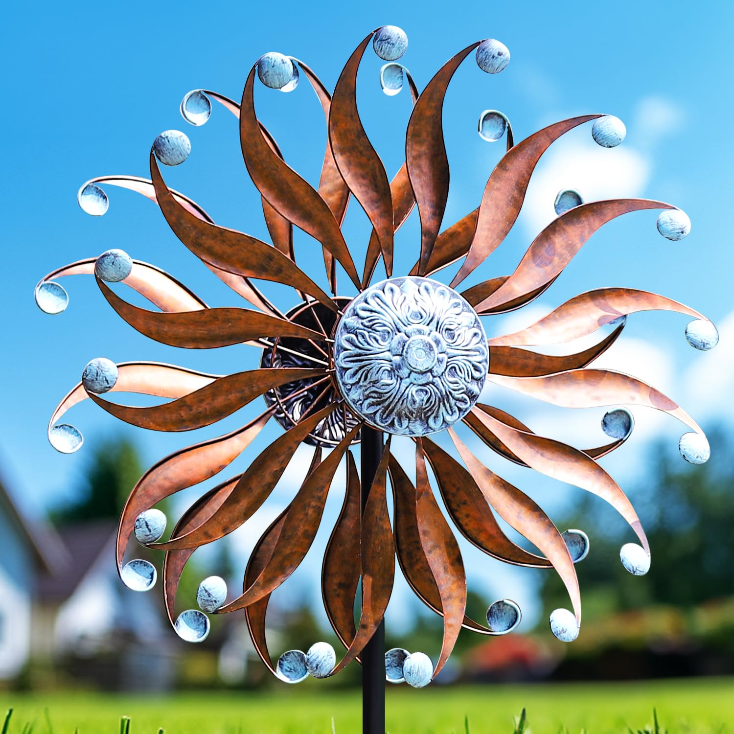 LimeHill Wind Spinners Outdoor - 84" H Large Metal Garden Decor