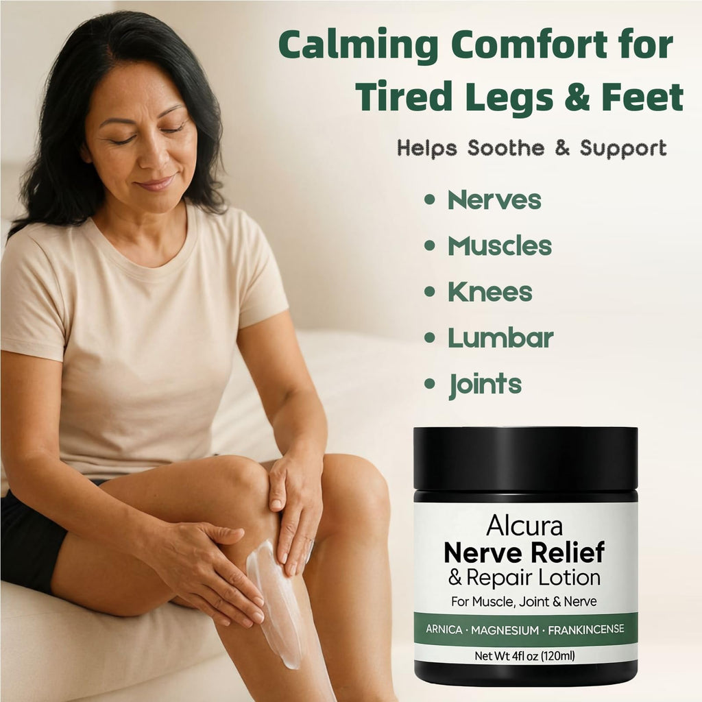 Alcura Nerve Cream, Alcura Neuropathy Lotion with Arnica, Daily Nourishment for Health, Suitable for Knee, Lumbar, Neck, Hand and Foot