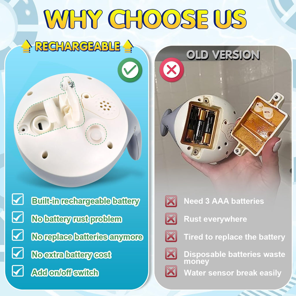 Gigilli Light Up Whale Bath Toys Sprinkler with 4 Water Spray Patterns, Bath Tub Toys Shower Gifts for 1 2 3 4 5 Years Old Boys Girls