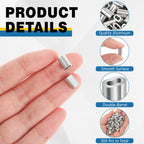 Yaocom 1000 Pcs 1/16" Aluminum Crimping Loop Sleeve Cable Crimp Ferrules Wire Rope Sleeves for Diameter Wire Rope and Cable Line Ends