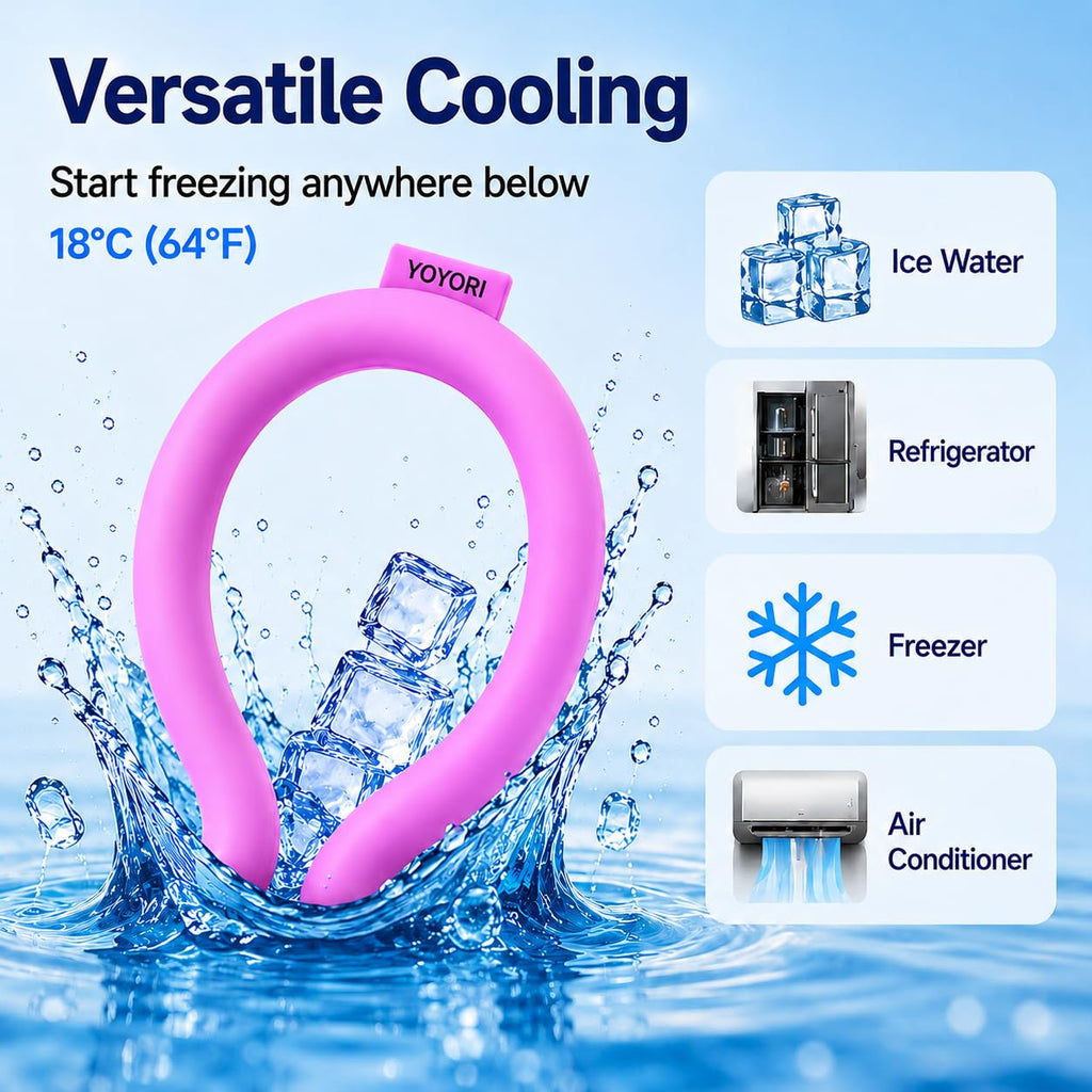 Cooling Neck Wrap with Insulated Bag, Reusable Ice Neck Ring & Body Cooler for Summer Heat, Wearable Cooling Tube Maintains 18°C/64°F for Outdoor, Sports, Travel (Rose*2)
