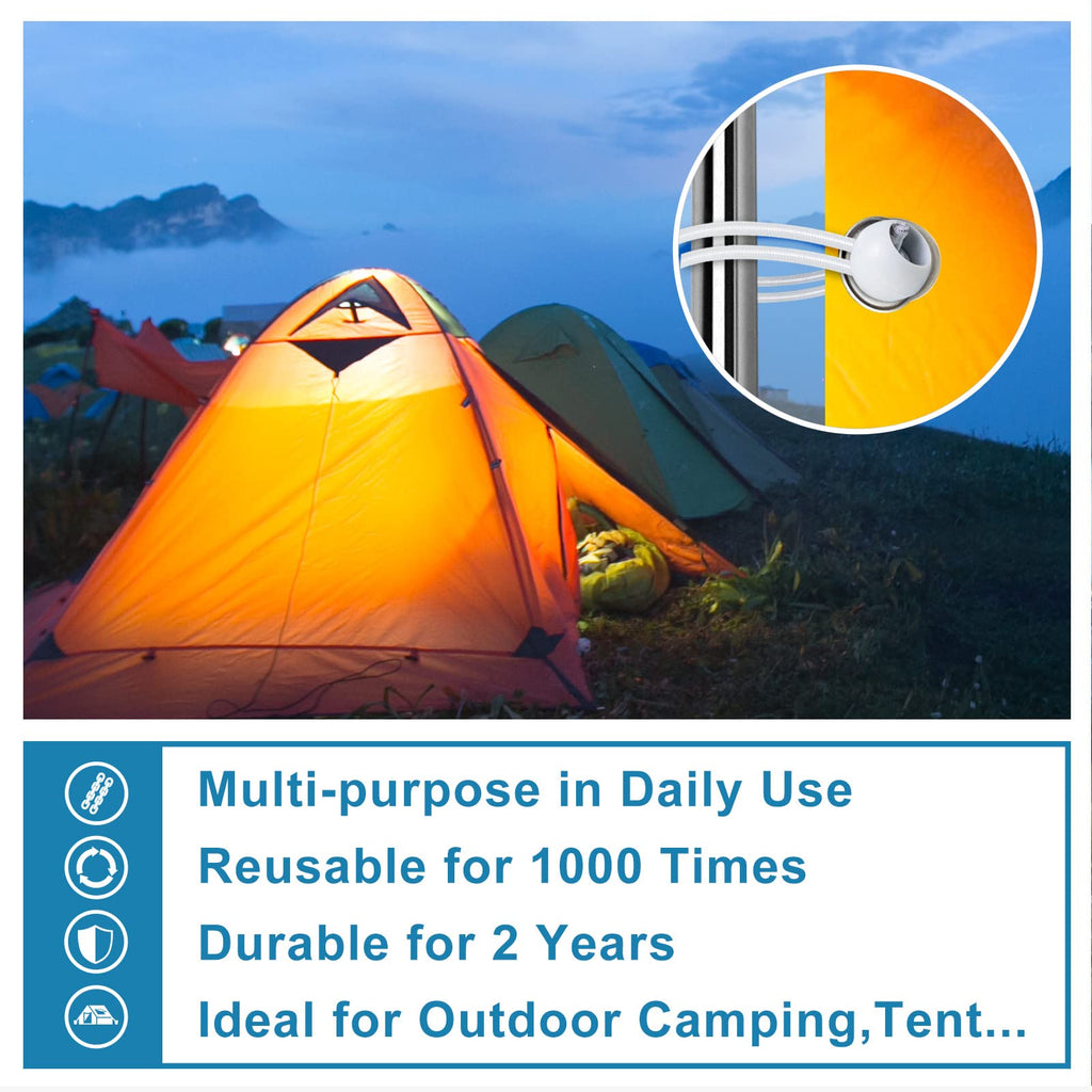 Bungee Balls 9 Inch, 50 PCS White Tarp Bungee with Balls Heavy Duty Tarp Tie Downs for Camping, Shelter, Cargo, Projector Screen, Tent Poles with UV Resistant
