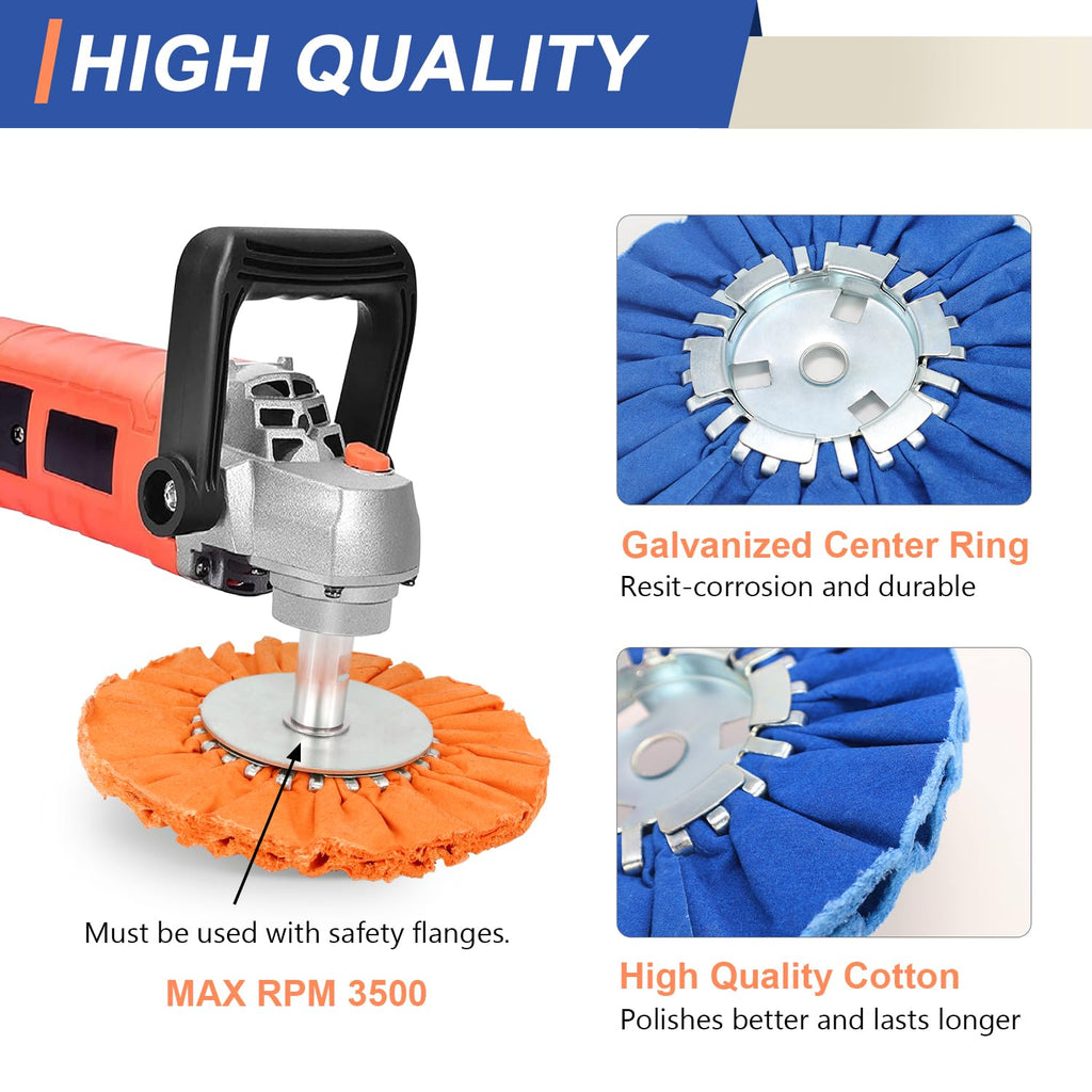 QZATTCAEN 8" Non-Woven Airway Satin Buffing Wheel, 5/8" Arbor Hole | Surface Prep Wheel for Angle Grinder, Ideal for Sanding & Polishing Aluminum, Stainless Steel - 4 PCS