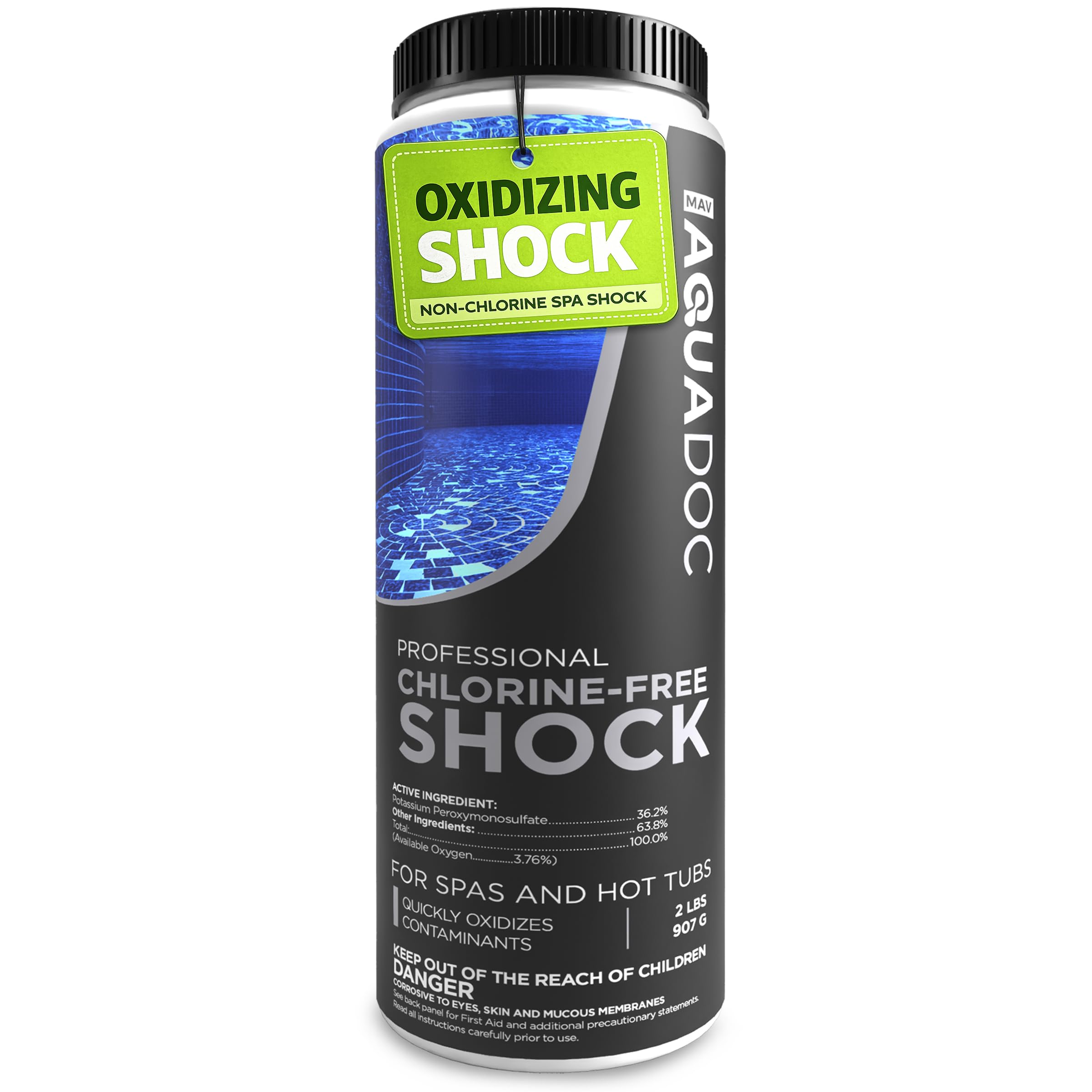 AquaDoc Oxidizing Shock for Hot Tub - 32oz - Oxygen Based Non Chlorine Spa Shock Oxidizer for Hot Tub to Support Bromine and Chlorine Systems - Made in USA