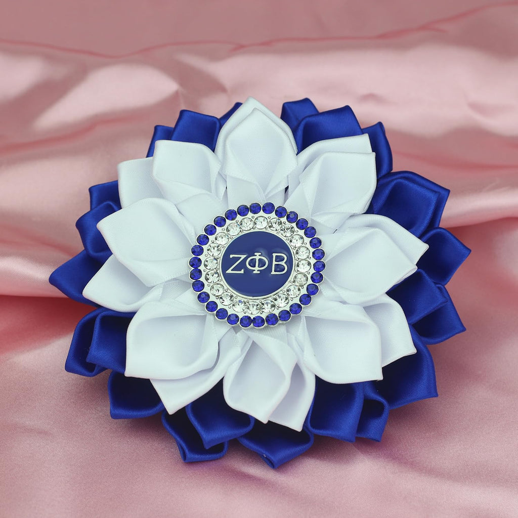 Rhinestone Z Brooch Pin for Women Greek Sorority Gift 1920 Z Gift Sisterhood Paraphernalia Jewelry for Finer Women (Satin 5.5" Flower Sorority Pin)