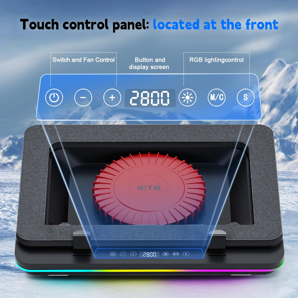 IETS GT600 RGB Laptop Cooling Pad with Giant Turbo Fan (5.5" Diameter), Sealed Foam for Fast Cooling, Laptop Cooler