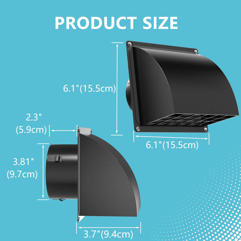 2 Pcs 4 Inch Dryer Vent Cover Outside, HG Power Metal Exterior Vent Cover with Removable Screen & Cushioned Non-Return Flap, Air Wall Vent for House, Range Hood, AC, Opening Diameter: 3.81" White