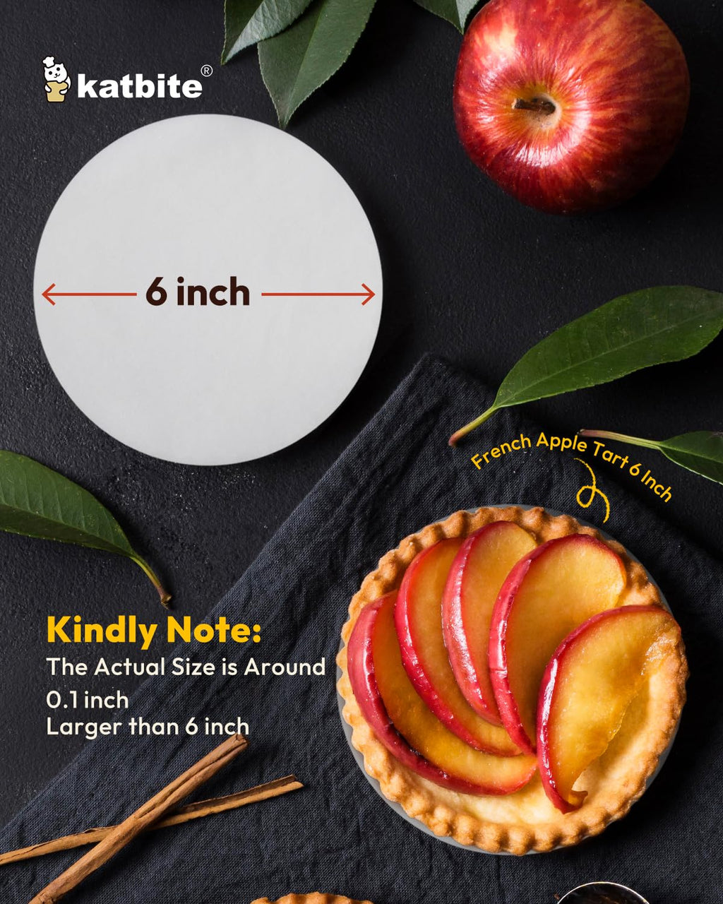 Katbite 400Pcs 6 Inch Parchment Paper Rounds, Round Parchment Paper for Cake Baking, Patty Separating, Tortilla Wrapping(2 Pack of 200Pcs)