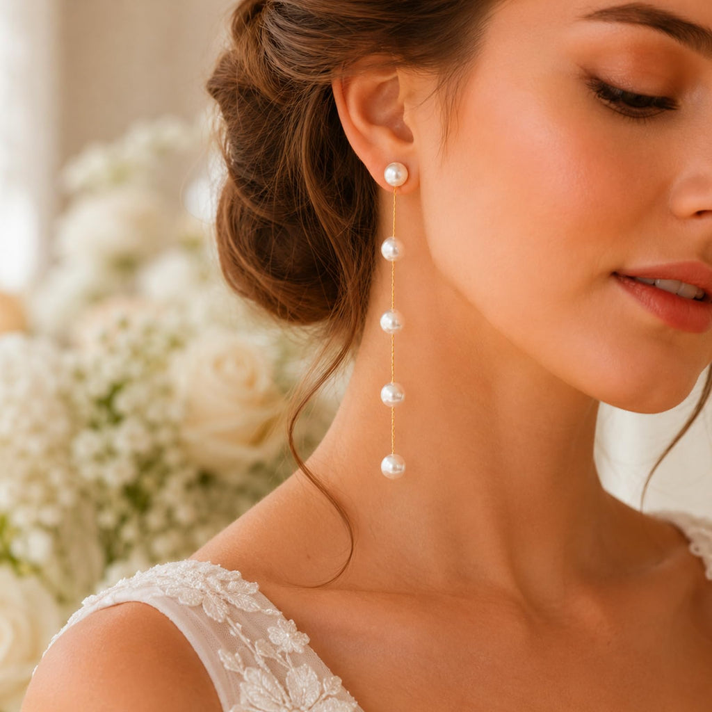 Freshwater Genuine Baroque White Pearl Dangle Earrings for Women
