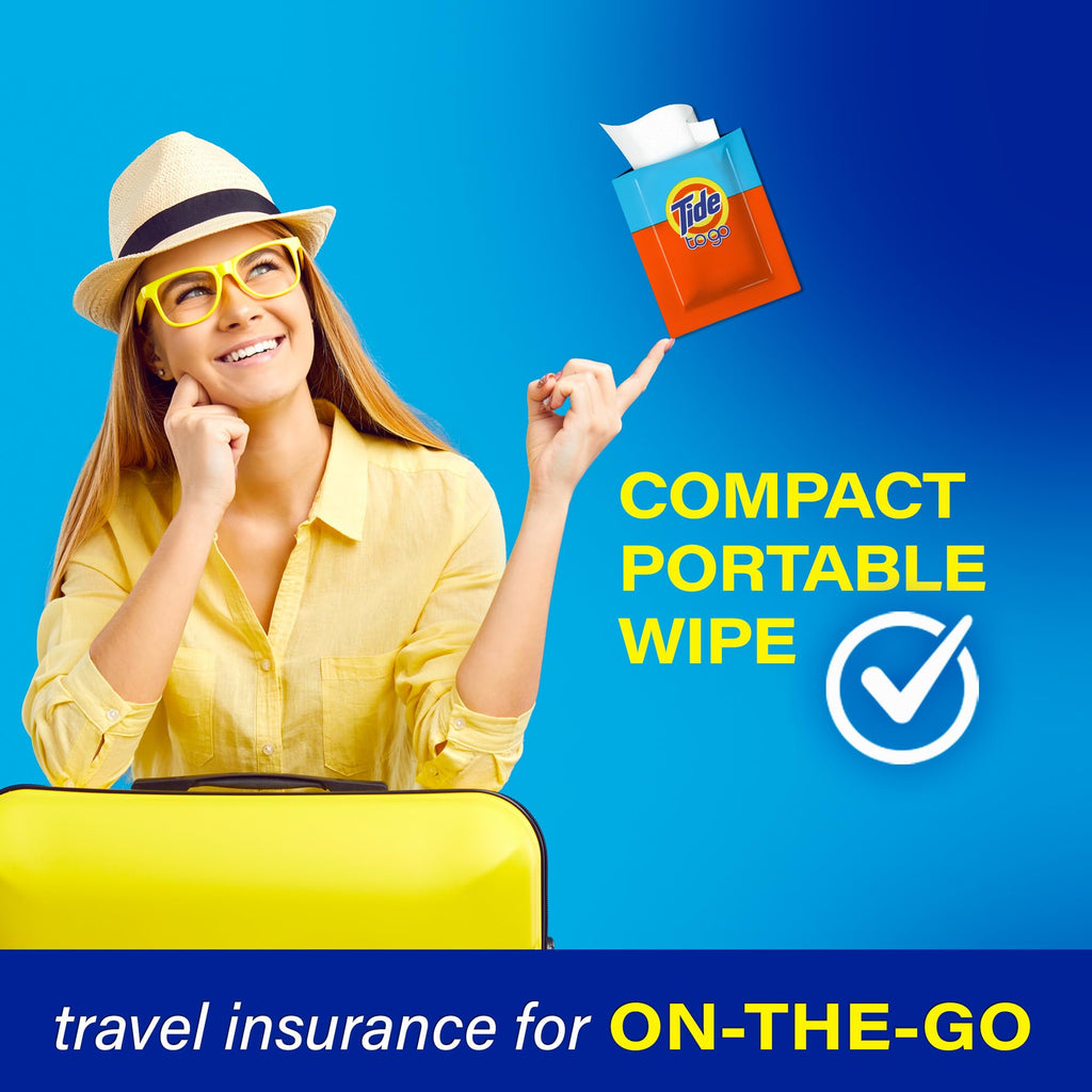 Tide To Go Stain Remover Wipes for Clothes, Instant Laundry Travel Stain & Spot Remover, 3 Pack, (30 Wipes Total)