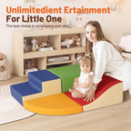 TODIBY 4-Piece Soft PU Leather Toddlers Climbing Toys, Foam Climbing Blocks for Toddlers, Baby Play Set Foam Climb Structures for Toddler 3+, Indoor Crawl Activity Play Gym