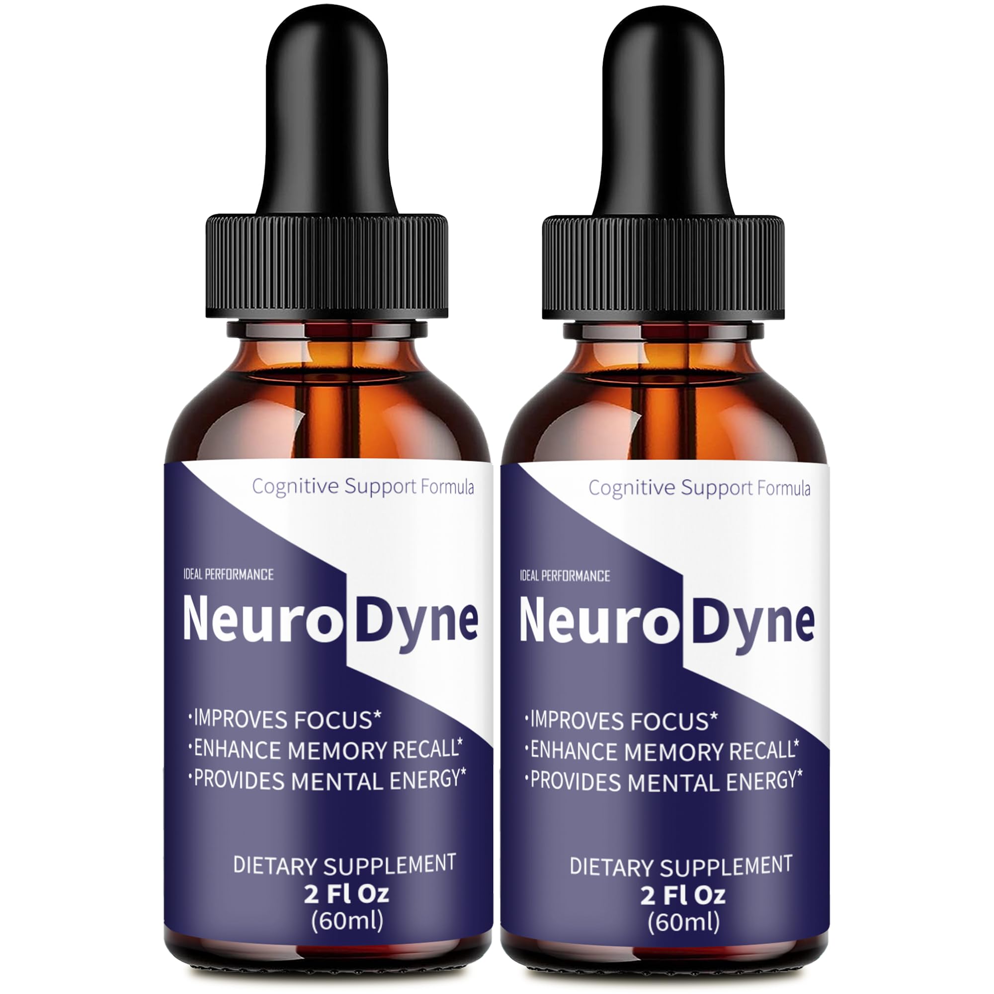 Neurodyne Drops, Official Neurodyne Brain Health Supplement Droppers - Maximum Strength, Advanced Nootropic Drops Support, All Natural Neuro Dyne Cognitive Health & Function Reviews (2 Pack)