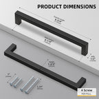 Goldenwarm 10 Pack Black Square Bar Cabinet Pull Drawer Handle Stainless Steel Modern Hardware for Kitchen and Bathroom Cabinets Cupboard,Center to Center 6-1/4in(160mm) Kitchen Cupboard Handles