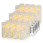 Nimiko Flickering Flameless LED Candles,Battery Operated Candles 24 Pcs with Embedded Star String,Acrylic LED Pillar Candles with Remote,Suitable for Home Decoration to Create an Atmosphere (White)