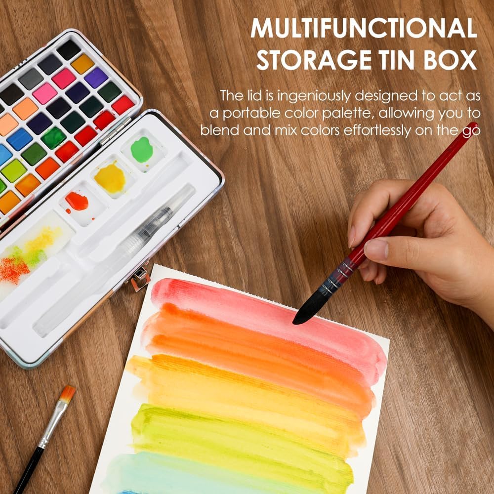 Grabie 50 Color Watercolor Paint Set with Brush Pens