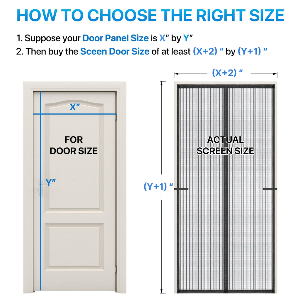 Heavy Duty Door Screen Magnetic Closure, LOVIGA Thickened Fiberglass Screen Door Mesh, Self Sealing, Tear Resistant, Easy Assemble, Fine Mesh Keep Bugs Out Fit Door Size 36 Inch X 82 Inch