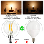 Arberlic G16.5 Light Bulb,4W E12 LED Bulb dimmable Equivalent E12 Candelabra Bulb 40 Watt,Warm White 2700K,400lm,CRI85+,AC120V,Edison Style,Clear Glass,ETL Listed,Pack of 6