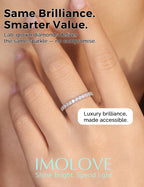 IMOLOVE Lab Grown Diamond Wedding Bands for Women, 0.42 Carat Eternity Rings in 18K White Gold Plated Sterling Silver Size 6.5