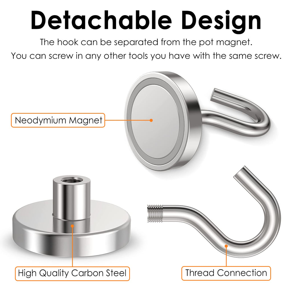 GREATMAG Magnetic Hooks Heavy Duty, 110 lbs Strong Hooks for Hanging, Magnets with Hook for Cruise Cabins, Grill, Fridge, Pack of 12